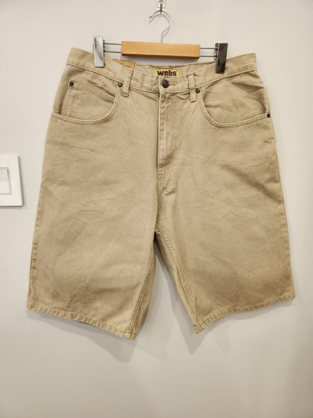 Vintage Webs Authentic Style Mens 36 Canvas Shorts Tan Deadstock Y2K New